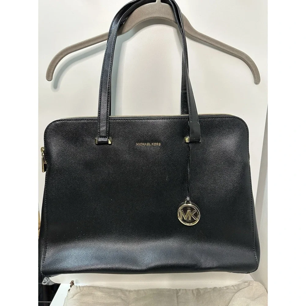 Michael Kors HOUSTON‎ DOUBLE ZIP Crossgrain BLACK Satchel